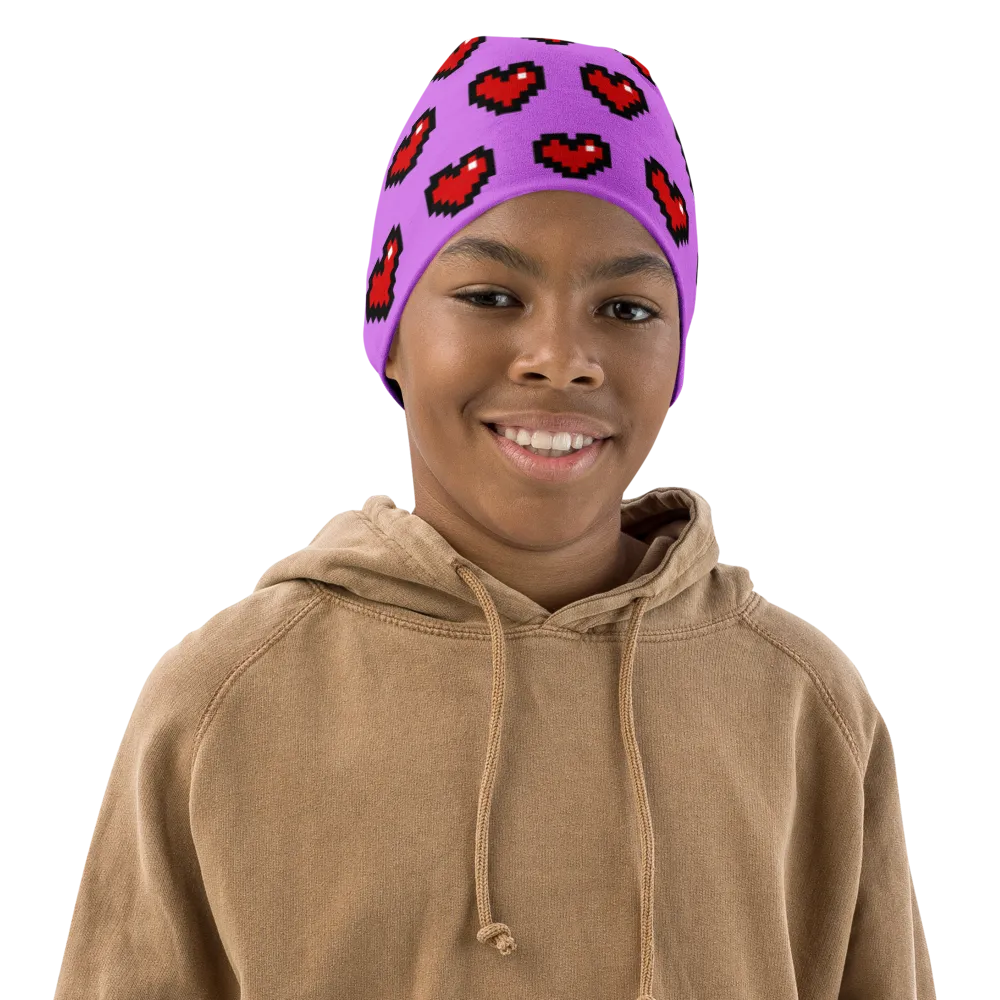 Purple Squad Hearts Kids Beanie