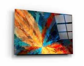 ・"Abstract Colorful Leaves"・Glass Wall Art