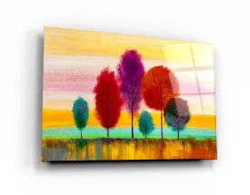 ・"Abstract Colorful Trees"・Glass Wall Art