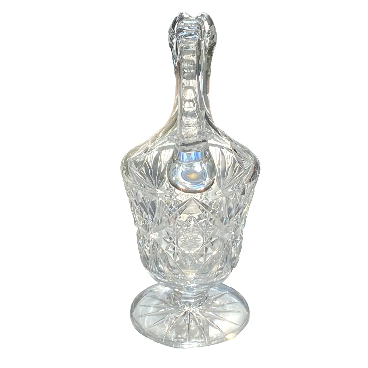 RARE Libbey American Brilliant Lead Crystal Water Pitcher, High Handle. 12"