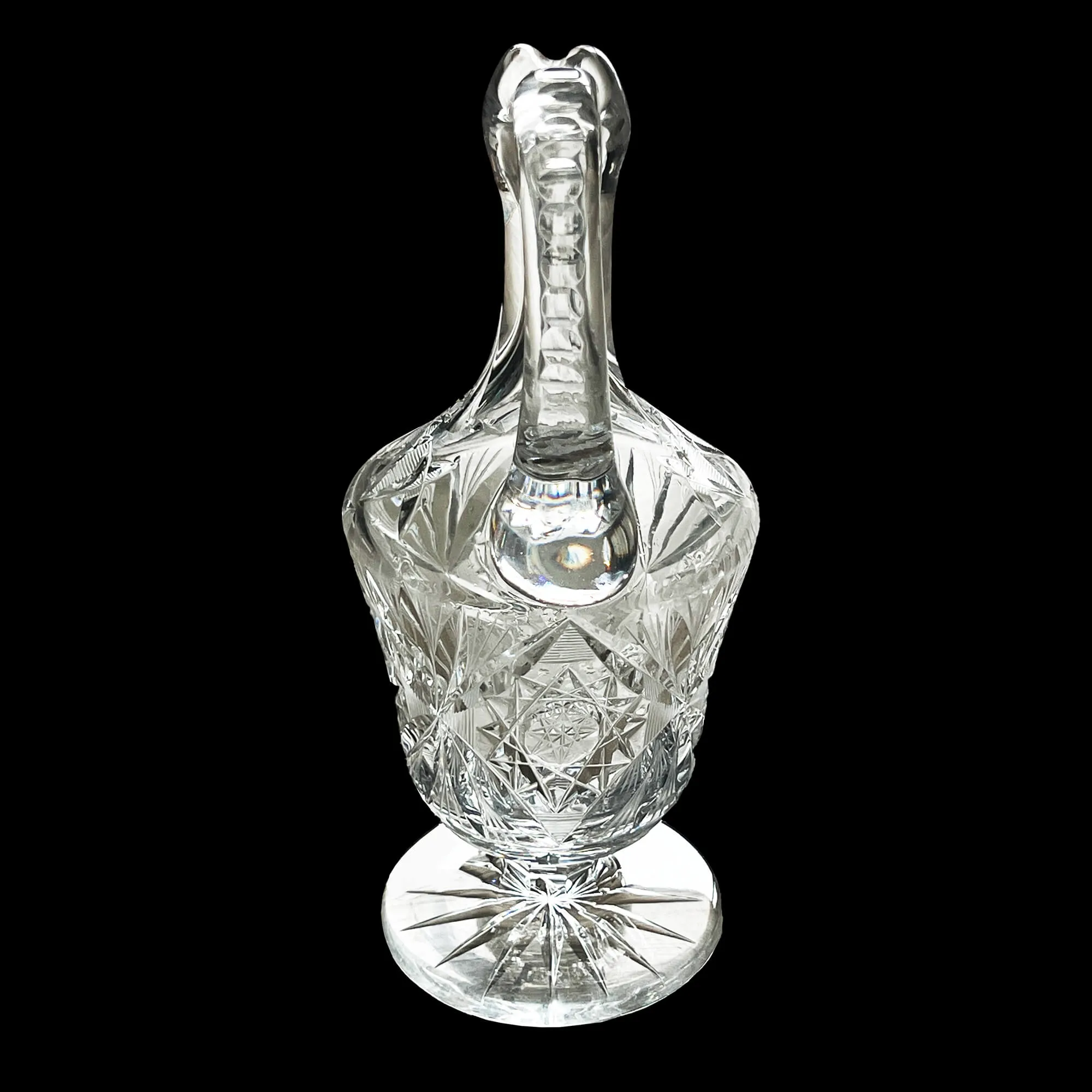 RARE Libbey American Brilliant Lead Crystal Water Pitcher, High Handle. 12"