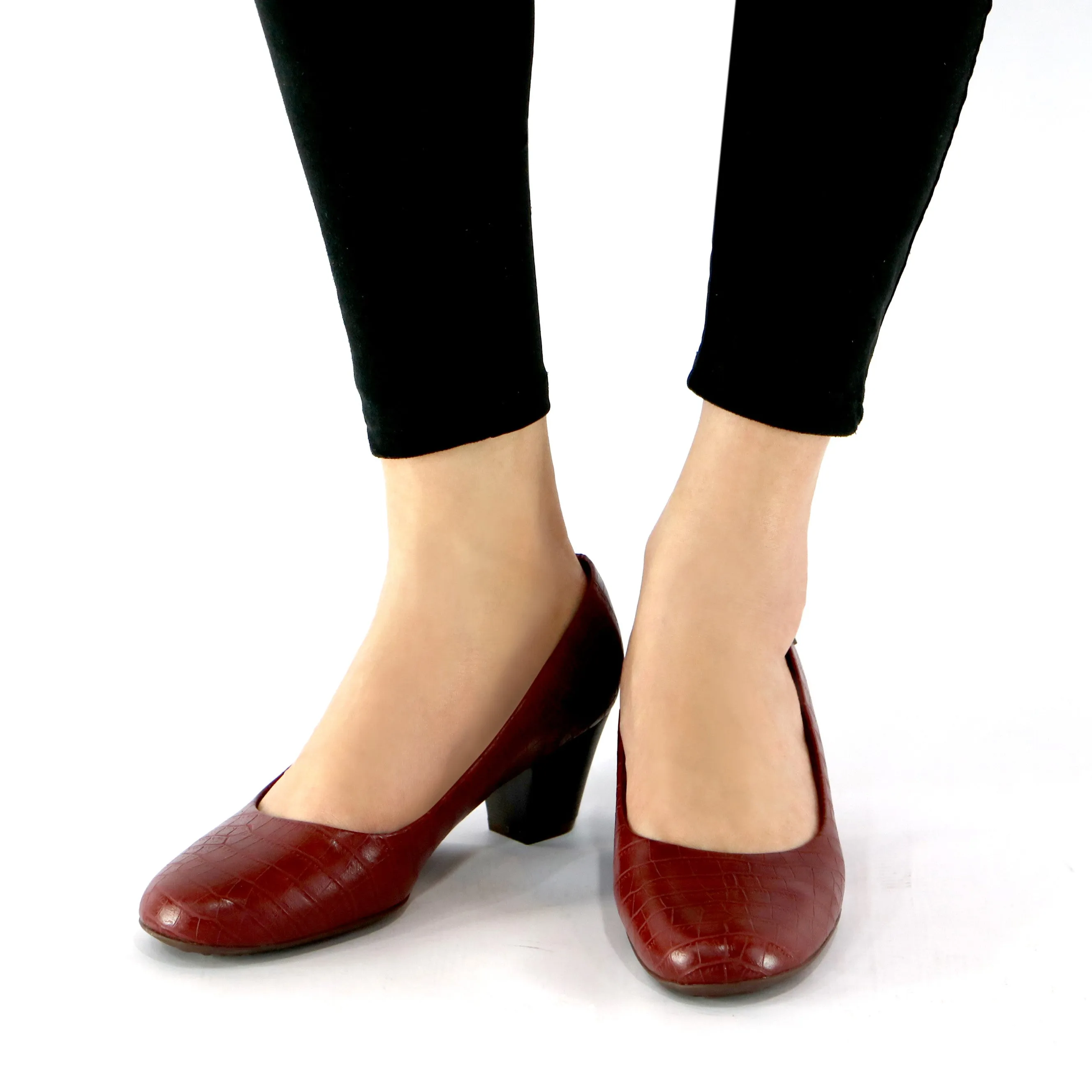 Red Croco Pumps for Womens (110.110)