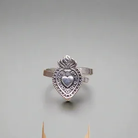 Sacred heart (ajustable) silver 925 ring
