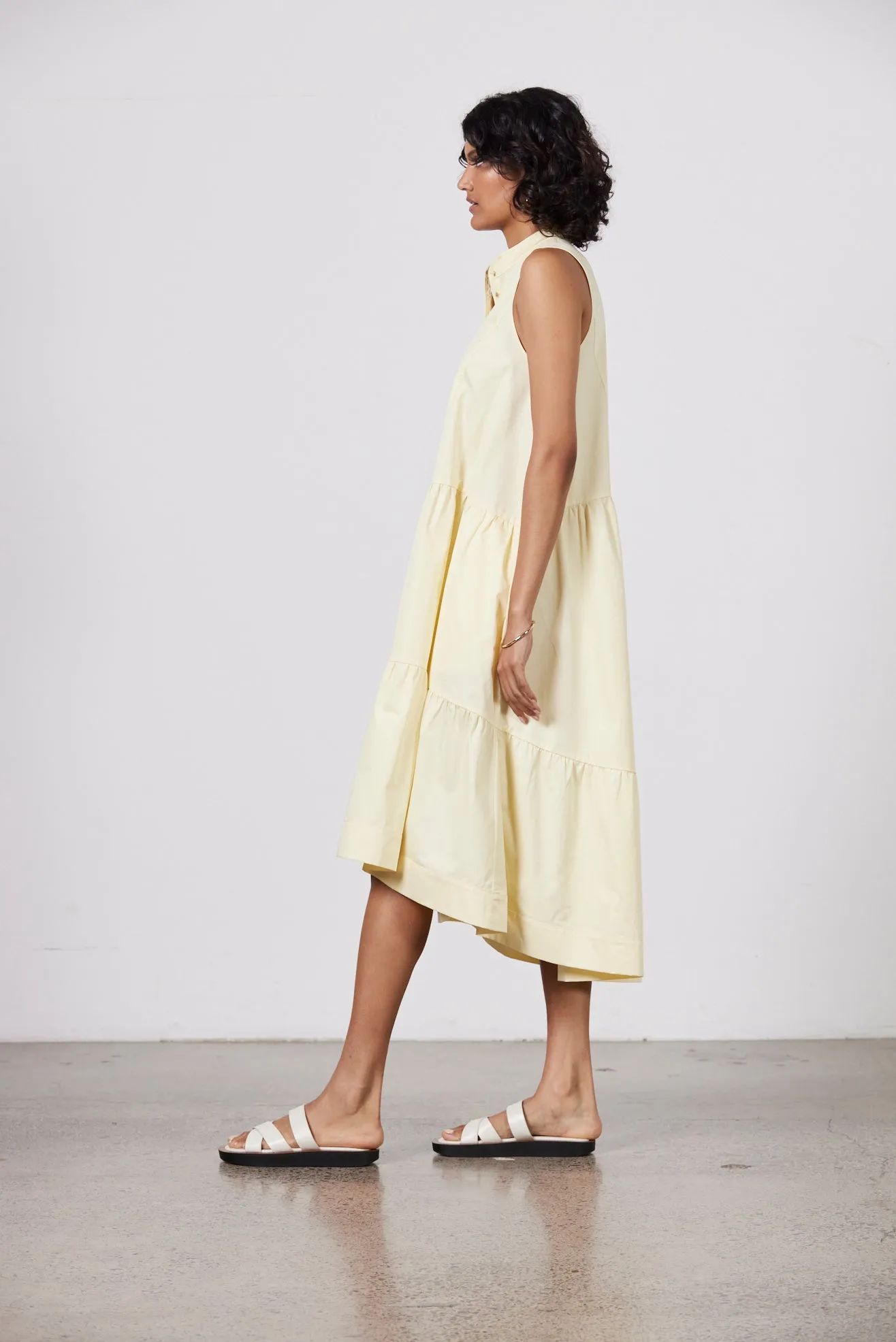 Sasha Cotton Poplin Dress - Pale Lemon