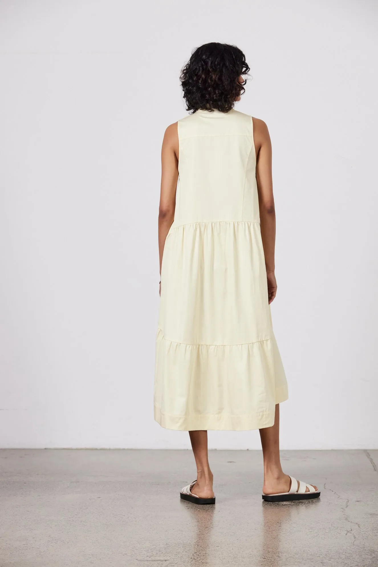 Sasha Cotton Poplin Dress - Pale Lemon