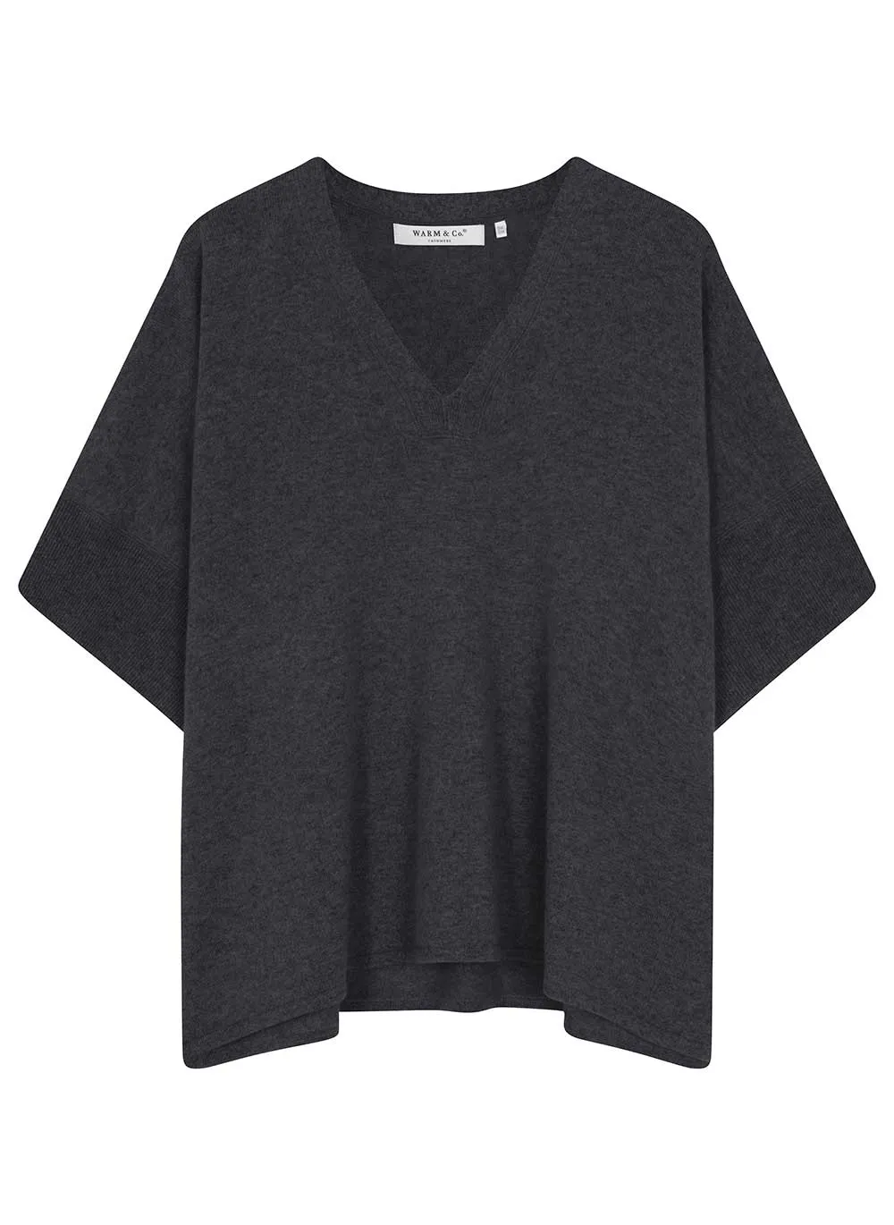Short Sleeve Cashmere Kimono - Charcoal