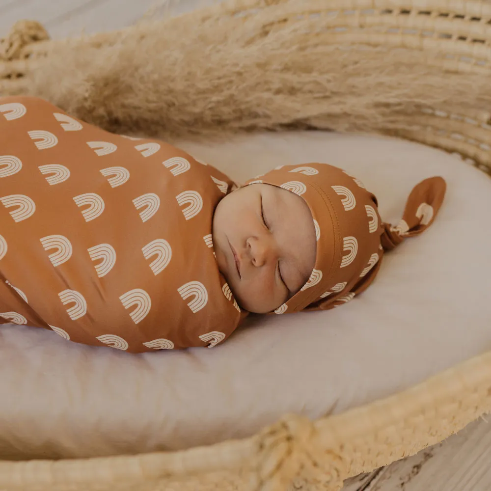Stretchy Swaddle & Beanie Set | Earth Rainbow