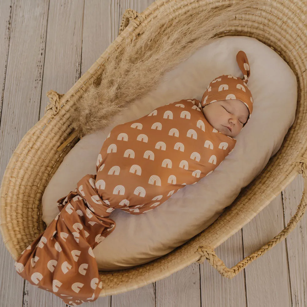 Stretchy Swaddle & Beanie Set | Earth Rainbow