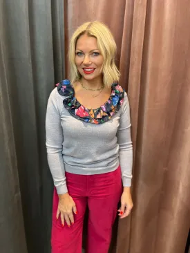 Upcycled Hayley silver-grey merino pullover