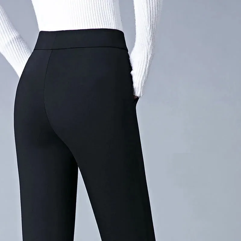 Womens High-Waisted Leggings  Slim Fit  Stretch Fabric  Faux Pocket Detail