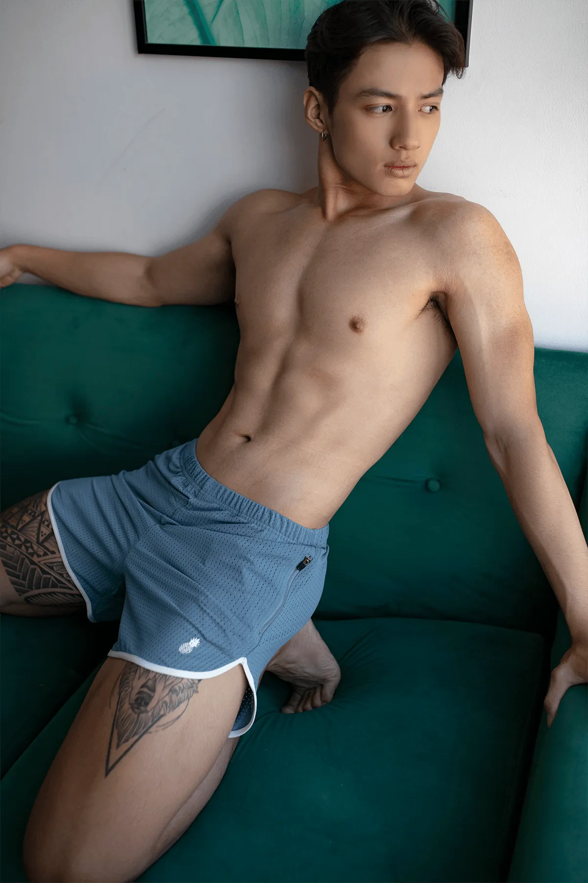 Work-It-Out Perforated 4" Short Shorts - Arctic Blue