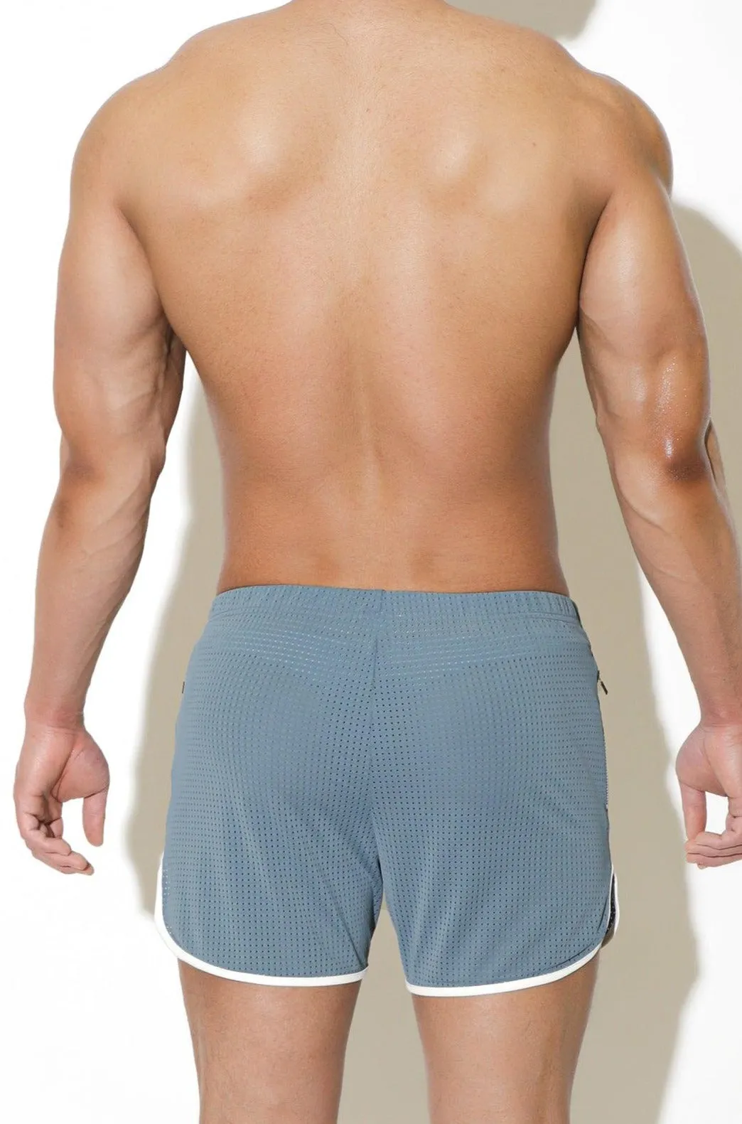 Work-It-Out Perforated 4" Short Shorts - Arctic Blue